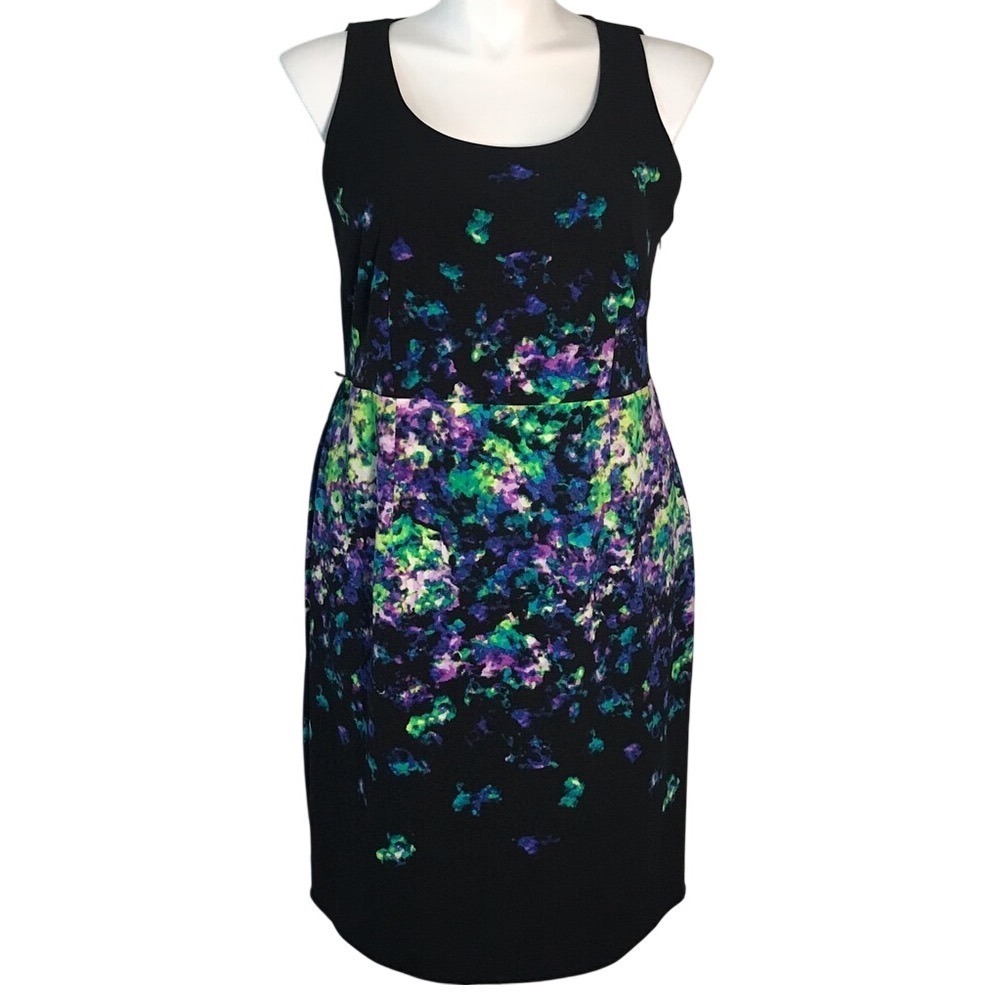 LANE BRYANT BLACK MULTI COLOR SLEEVELESS DRESS
